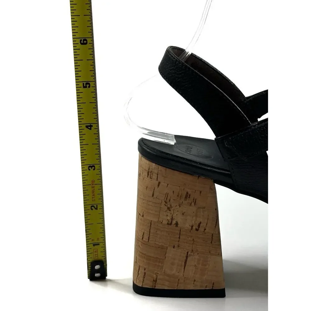 Paul Green Tina Black Leather Slingback Heel Sandals Womens US 9 UK 6.5 New $429